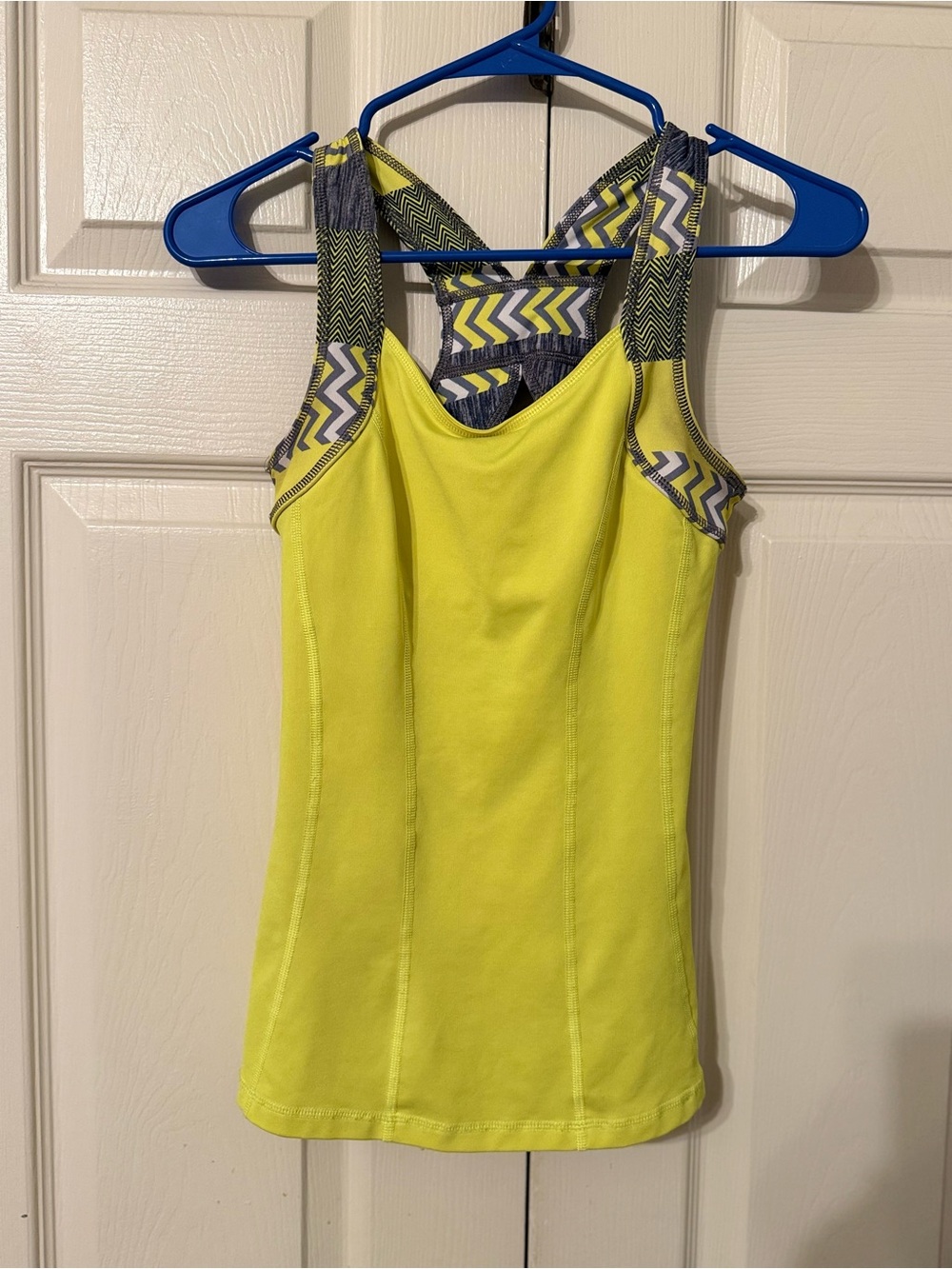 Reebok Neon Yellow Racerback Tank with Chevron Straps